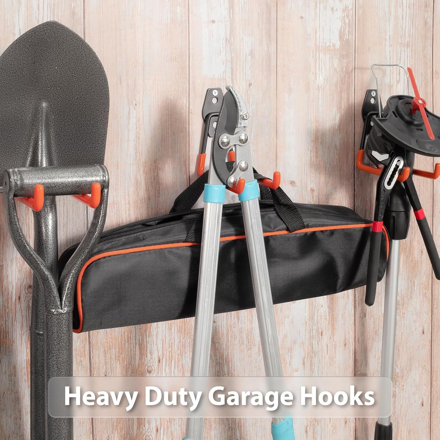 Garage Hooks with Anti-Slip Coating,Heavy Duty Wall Mount Storage Hooks for Hanging Bike,Hose,Ladder,Yard,Garden Tools (4 Pack Orange 5.2x5.1 Inch)