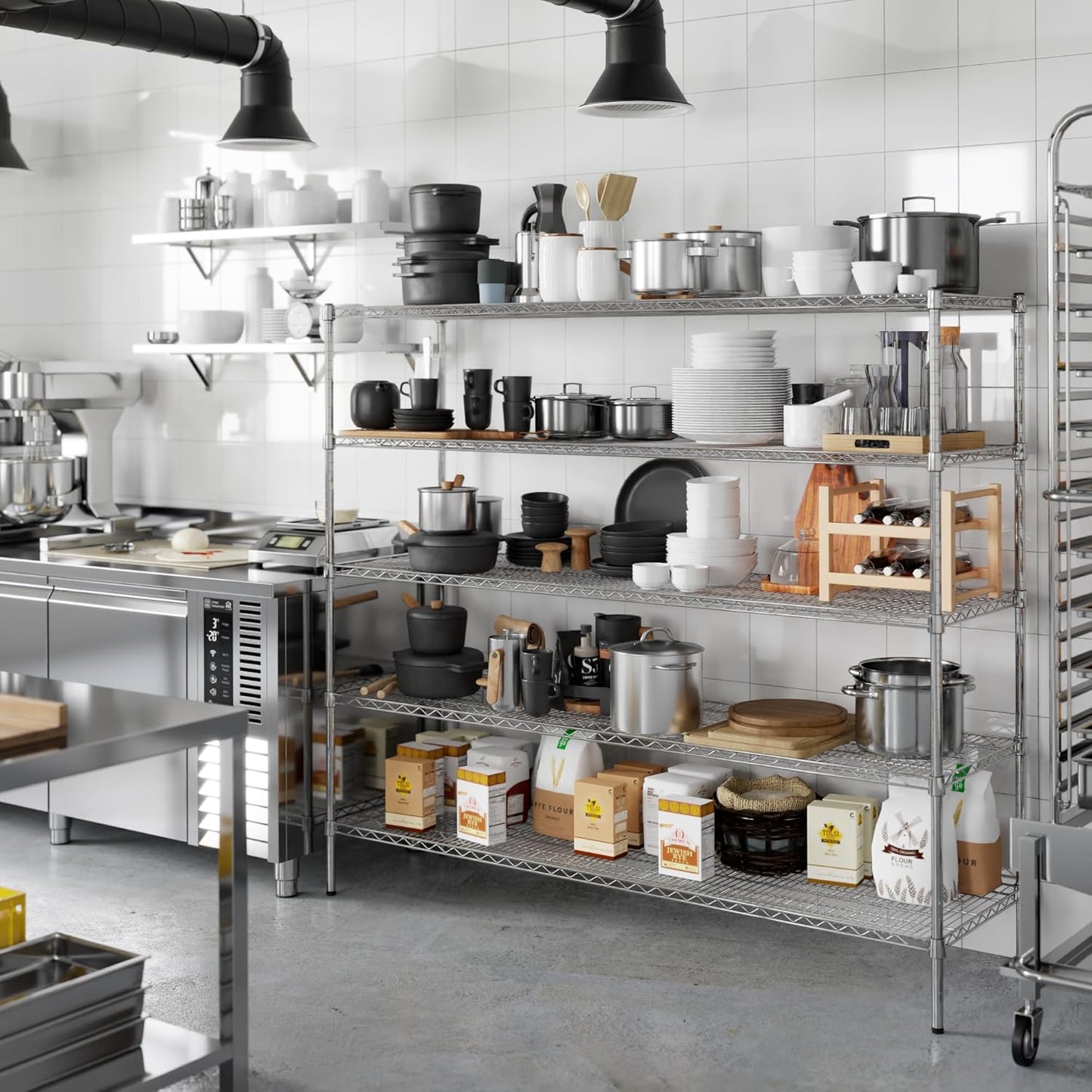 21" Deep x 72" Wide x 64" Height Wire Shelving Kit | 5-Tier | NSF Commercial Storage Rack Unit