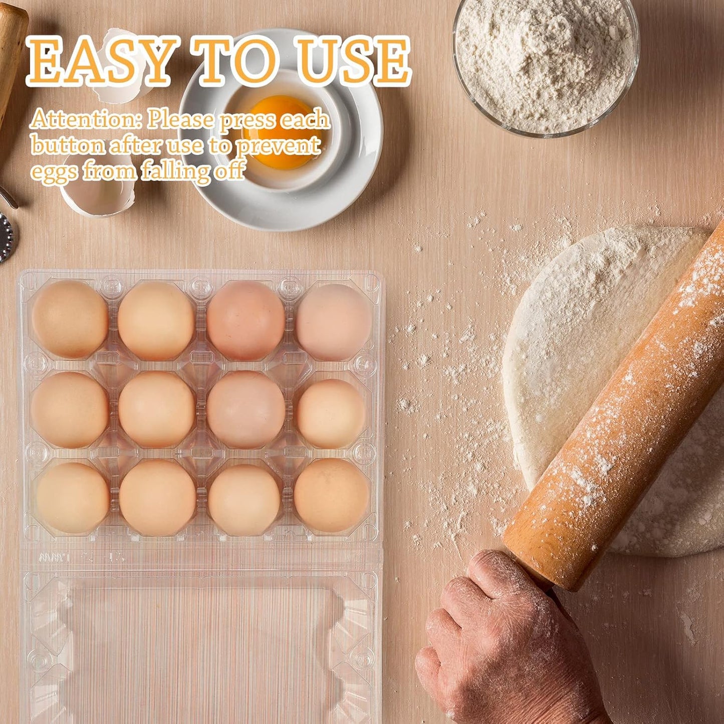 Tanlade 100 Pcs Plastic Egg Carton, 12 Grids Clear Chicken Egg Tray Disposable Plastic Holder Empty Container for Farm Refrigerator Fresh Storage(7.5 x 5.7 x 2.5 Inch)