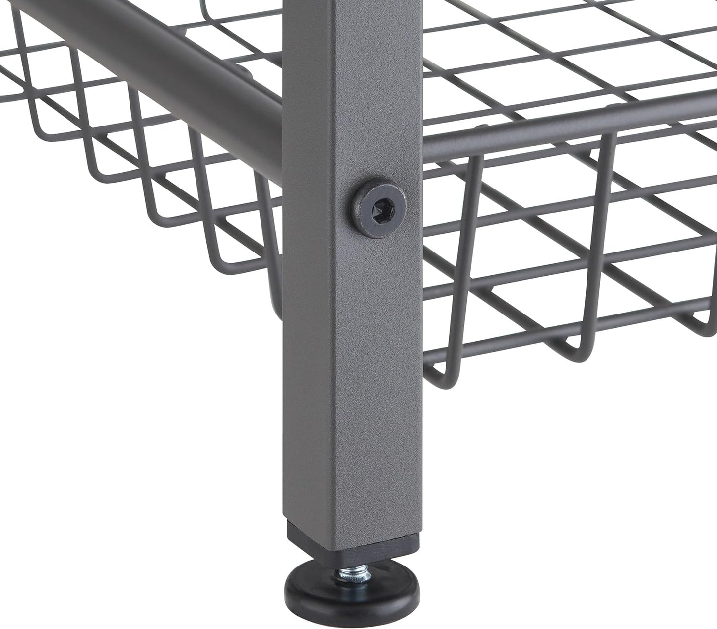 TRINITY 4-Tier Freestanding Metal Shelving Rack with Wire Baskets, Wood Top, and Adjustable Feet, 12"x12"x30", Dark Gray + Oak Brown Top