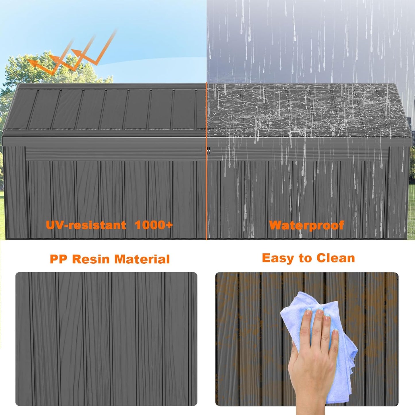 180 Gallon Resin Deck Box, Lockable Patio Outdoor Storage Box for Furniture, Garden Tools and Tools Storage, Waterproof Outside Storage Boxes - Black