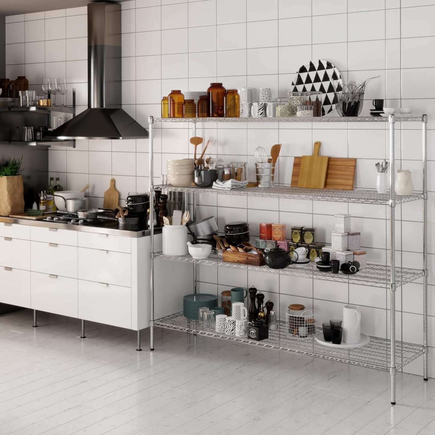 21" Deep x 72" Wide x 64" Height Wire Shelving Kit | 4-Tier | NSF Commercial Storage Rack Unit