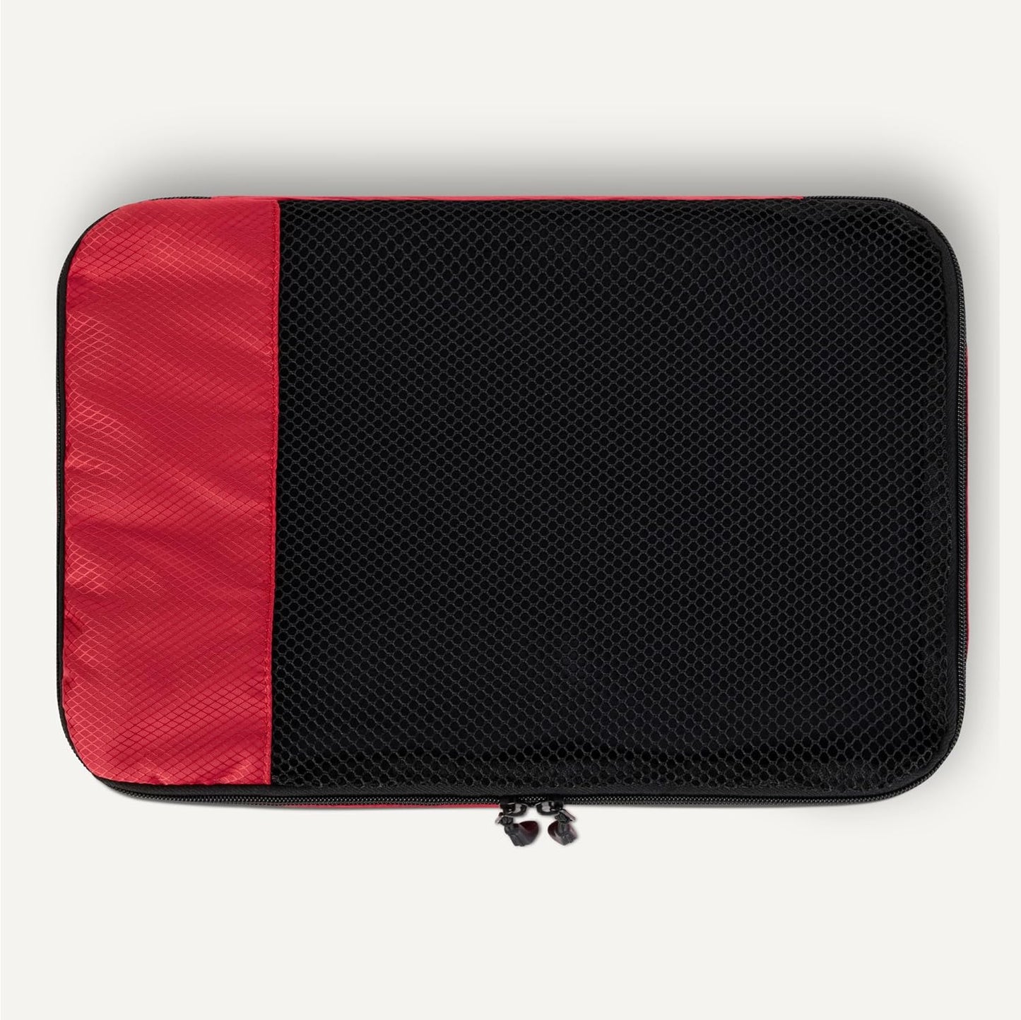 Amazon Essentials 4-Piece Packing Cubes Travel Accessories Set, Luggage Organizer with Double Zipper, Mesh Top, 100% Polyester, Medium, Red (Previously Amazon Basics)