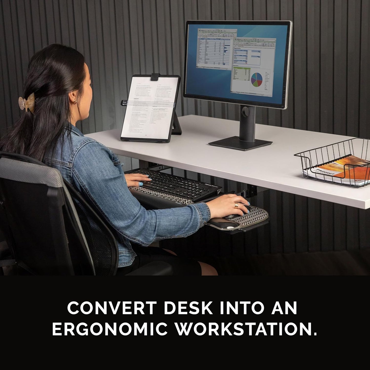 Fellowes Office Suites Underdesk Keyboard Drawer, Black/Silver (9140305)