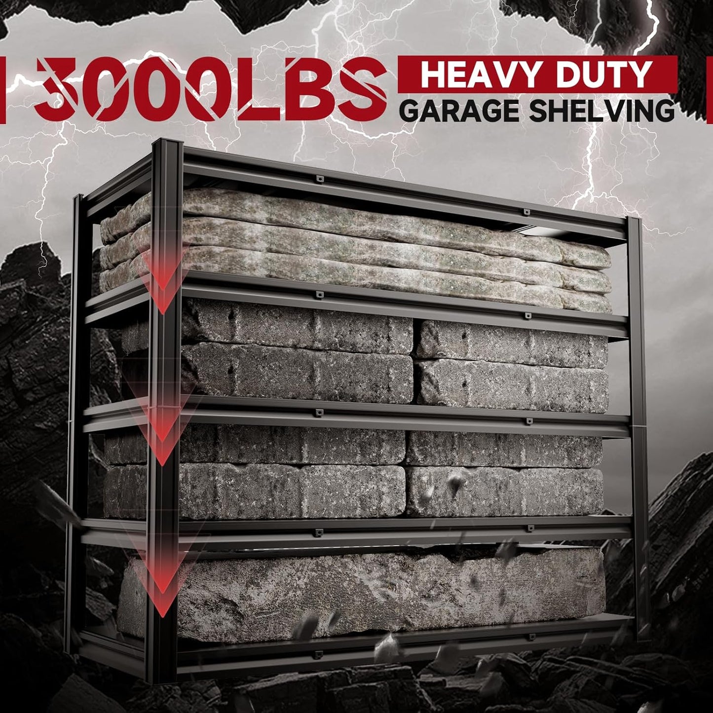 5-Tier 60" W x 24" D x 72" H Garage Shelving Units 3000LBS Shelves Garage Heavy Duty Metal Shelf Unit Adjustable Basement Industrial Storage Racks