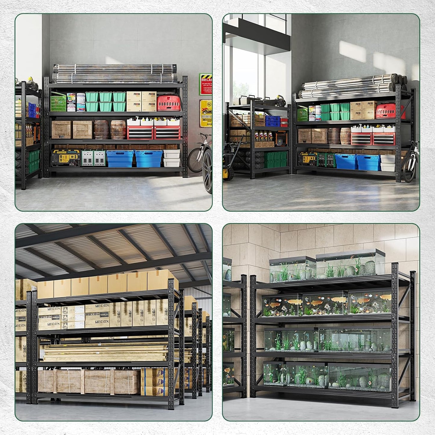 Letaya 71.3" W Metal Storage Shelves,5000LBS Heavy Duty Garage Shelving Units, 4 Tier Adjustable Utility Rack Shelf,Large Industrial Shelves,for Shop,Warehouse,Basement (71.3" W x 24" D x 70" H)