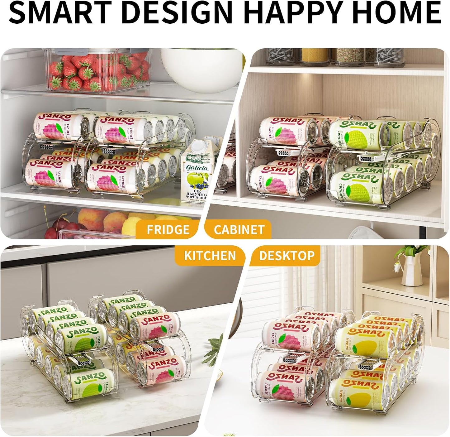 Drink Organizer for Fridge, Soda Can Organizer Dispenser for Refrigerator with Automatic Rolling,Organize Standard Size 11.15oz or 12oz Cans Drink,Save Space for Fridge、Kitchen、countertop