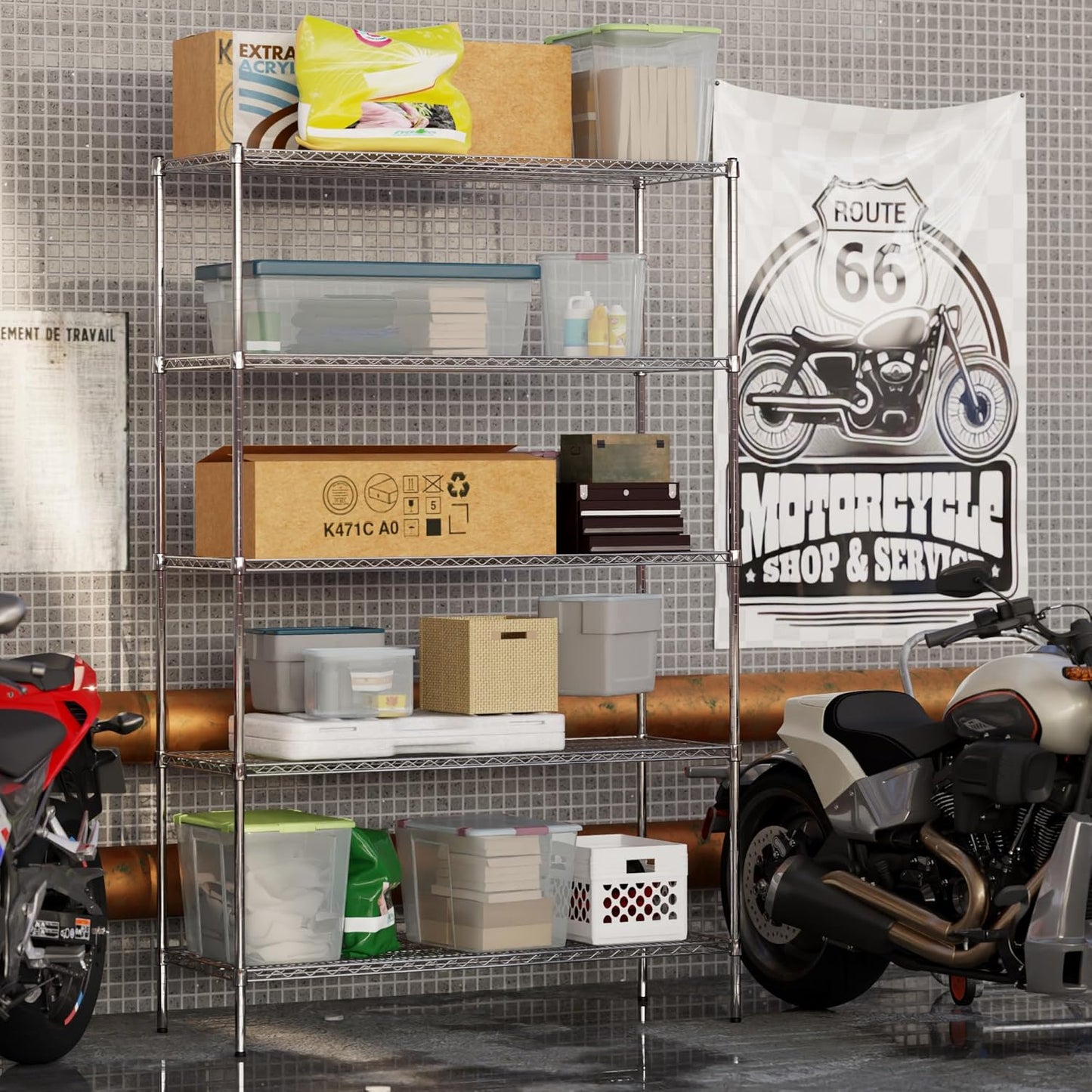 21" Deep x 54" Wide x 86" Height Wire Shelving Kit | 5-Tier | NSF Commercial Storage Rack Unit