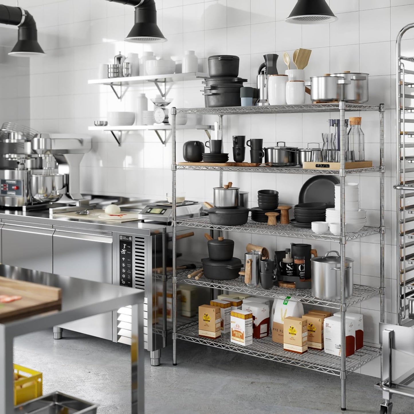 21" Deep x 48" Wide x 64" Height Wire Shelving Kit | 5-Tier | NSF Commercial Storage Rack Unit