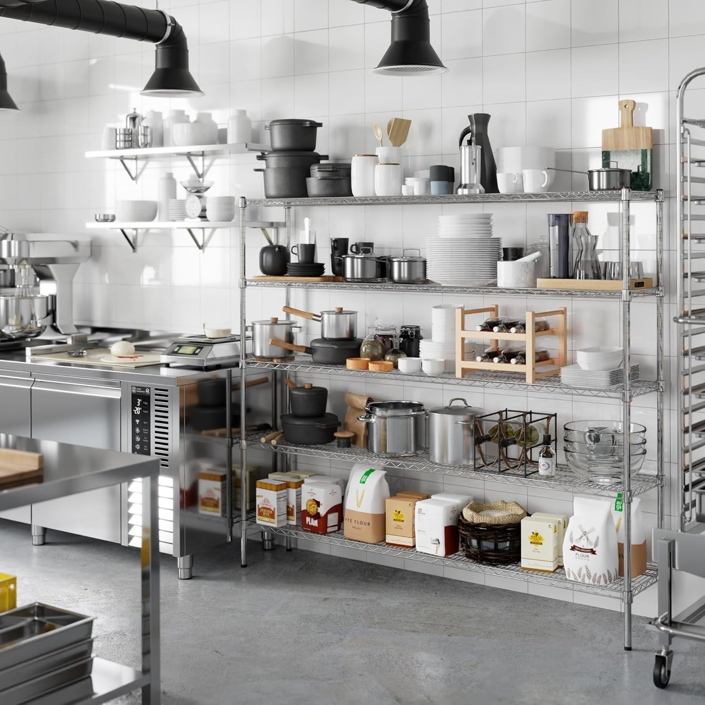 14" Deep x 72" Wide x 64" Height Wire Shelving Kit | 5-Tier | NSF Commercial Storage Rack Unit