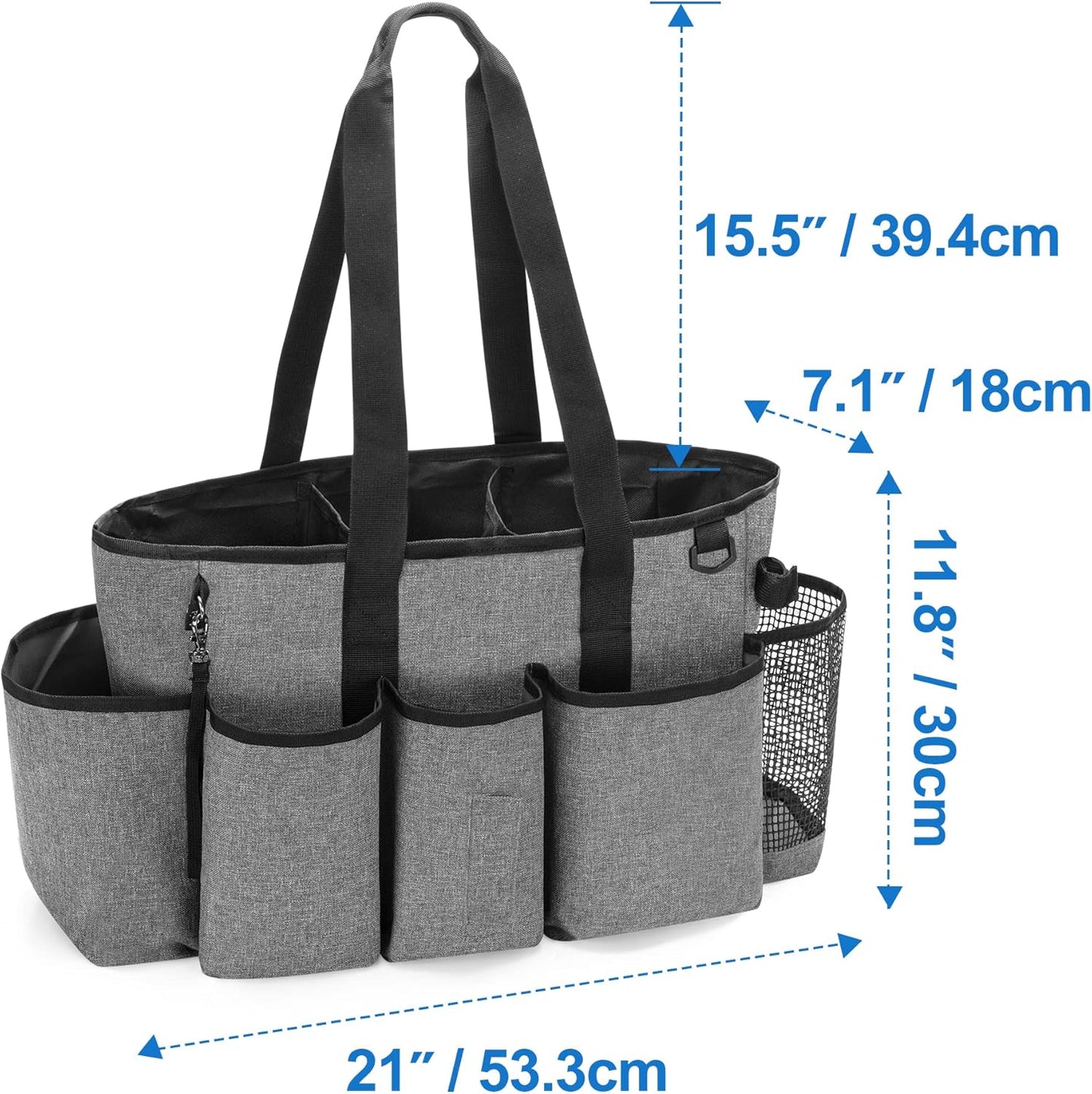 LoDrid Professional Cleaning Tote Caddy for Cleaning Supplies, Cleaning Bag Organizer with Dividers and Handle Strap for Housekeepers Work, Gray, (Bag Only)