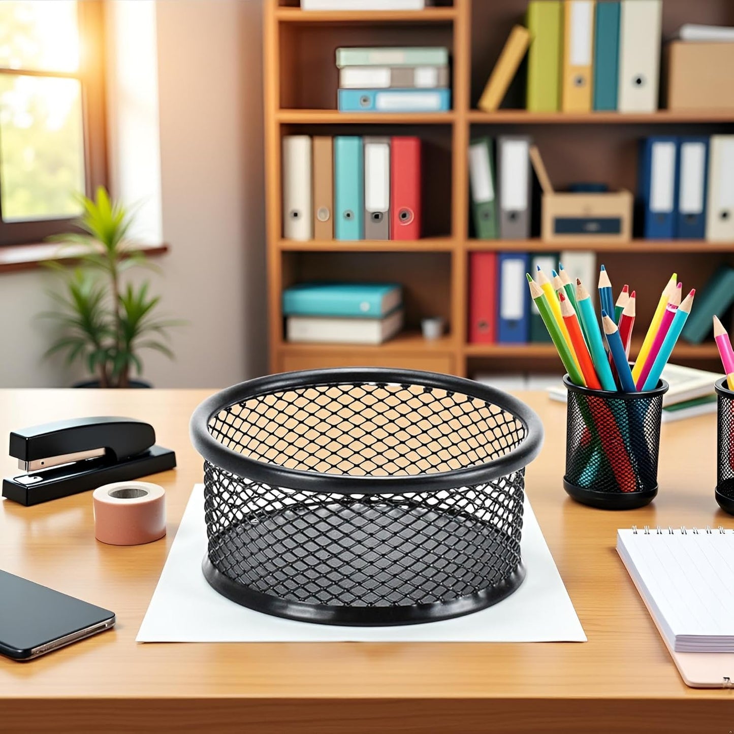 1Pc Black Metal Paper Clip Holder Mesh Paperclip Bowl Binder Clip Dispenser Desk Bobby Pin Container Organizer for Home Office Classroom School,Paper Clip Holders,Desk Supplies Holders and Dispensers