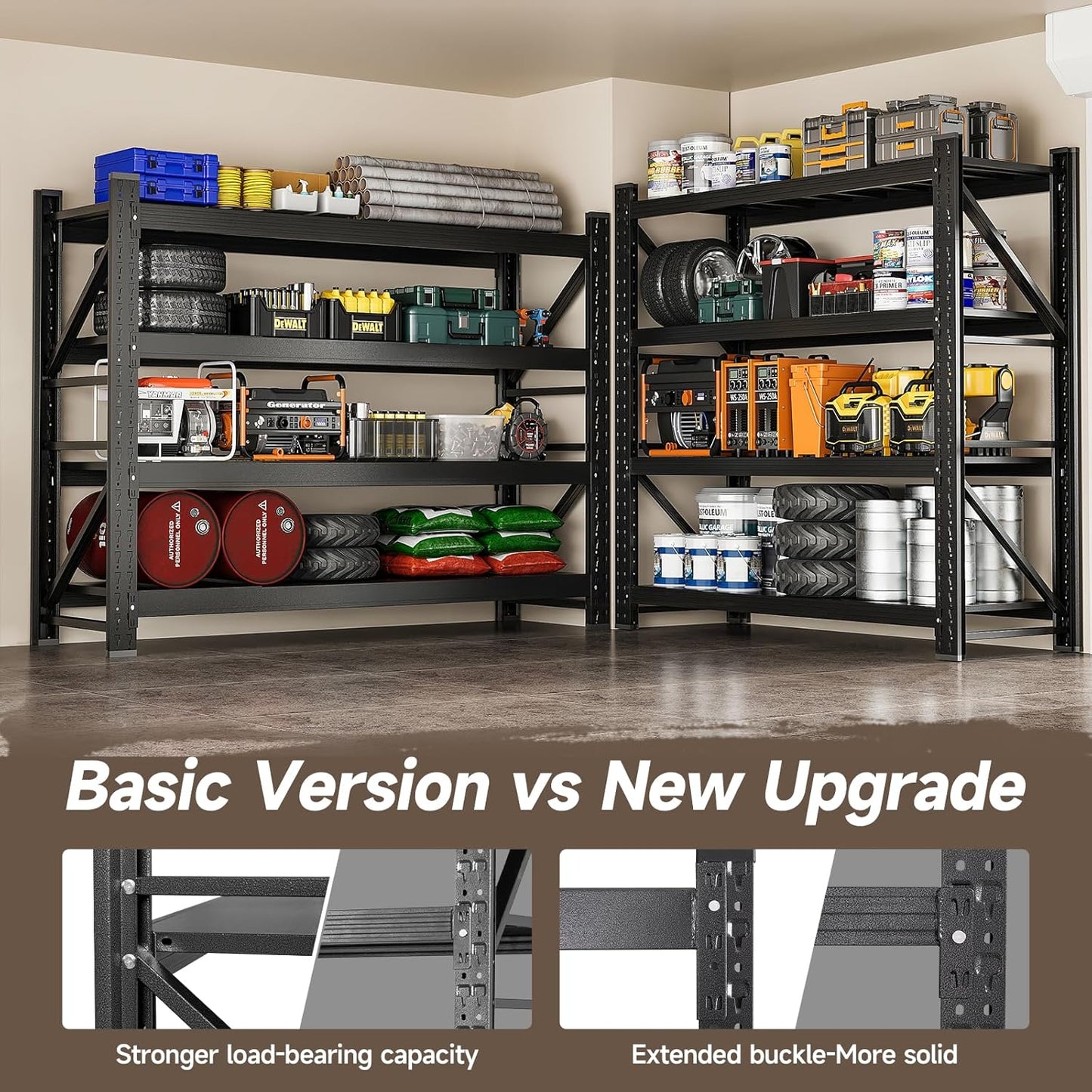 8000LBS Metal Garage Shelving Unit 68" W Storage Shelves Heavy Duty 4 Tier Adjustable Garage Storage Racks Industrial Shelving Utility Rack Shelf for Warehouse/Basement 68" Wx24 Dx63 H