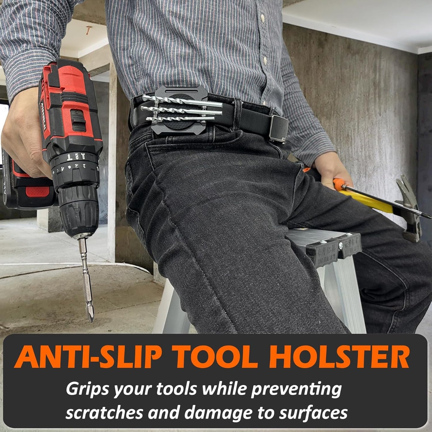 MUTUACTOR Heavy Duty Magnetic Tool Belt Clip,Φ2.2”Anti-Slip Strong Magnet Tool Belt Clip with Heavy Plate,Quick Access Magnetic Tool Holder Hammer Holster for Screws,Nails Hammers, Pliers,1PCS
