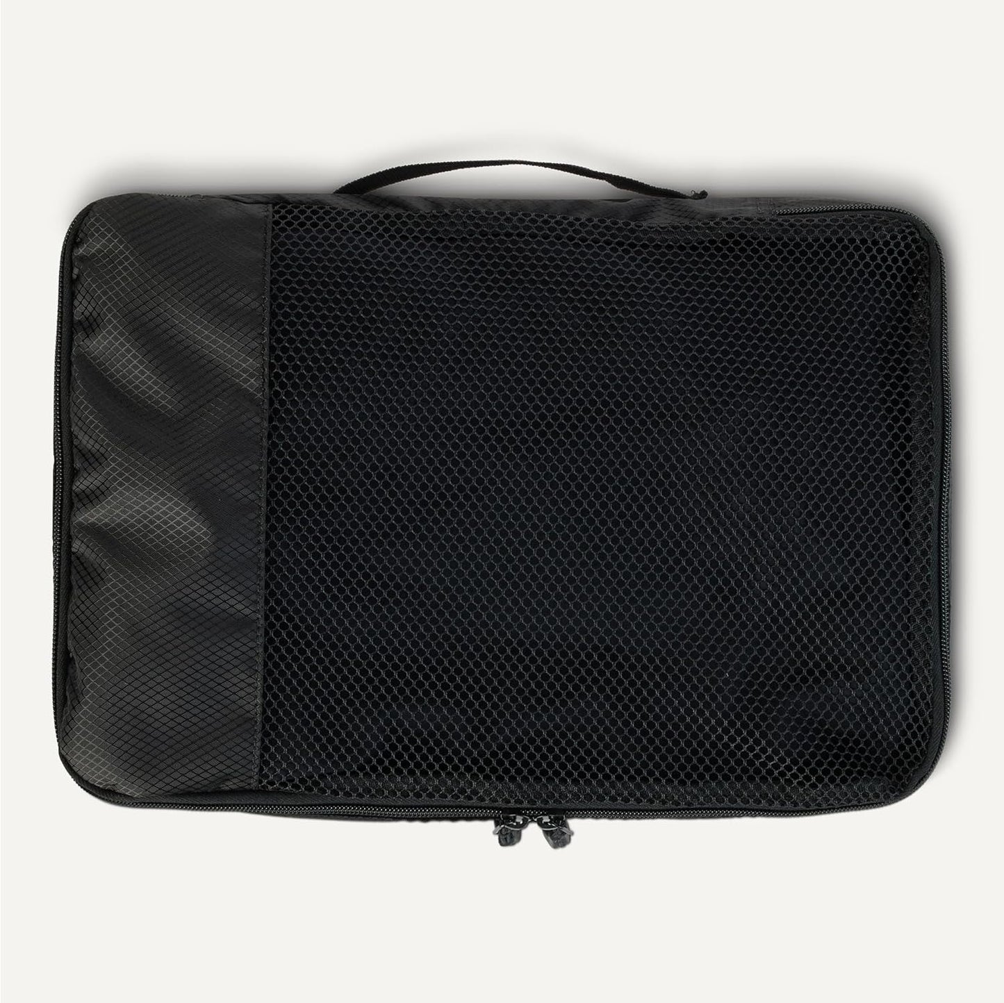 Amazon Essentials 4-Piece Packing Cubes Travel Accessories Set, Luggage Organizer with Double Zipper, Mesh Top, 100% Polyester, Medium, Black (Previously Amazon Basics)