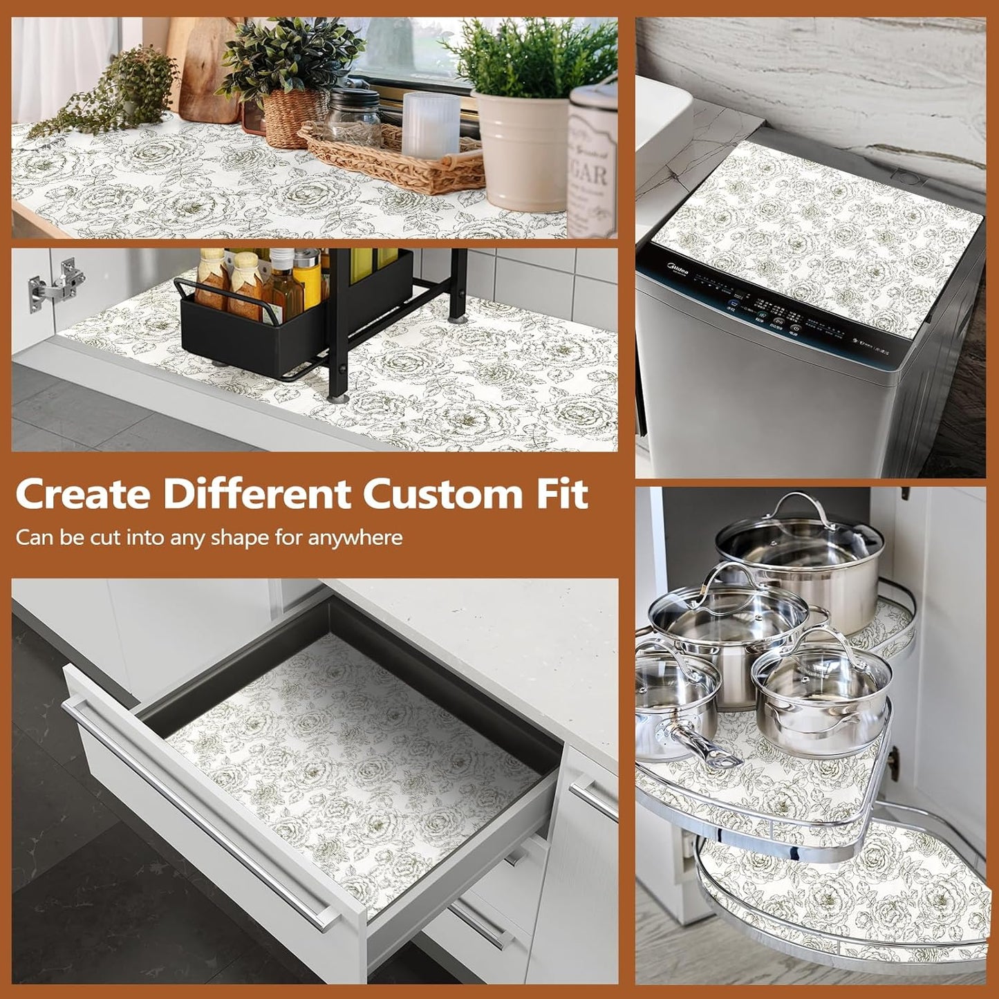 Shelf Drawer Liner for Kitchen Cabinets Non Adhesive, Slip Resistant Strong Grip Thickened Cabinet Liners for Shelves, Non Slip Plastic Shelving Paper for Cupboard, Dresser, Pantry(Rose, 11.8" x 20FT)