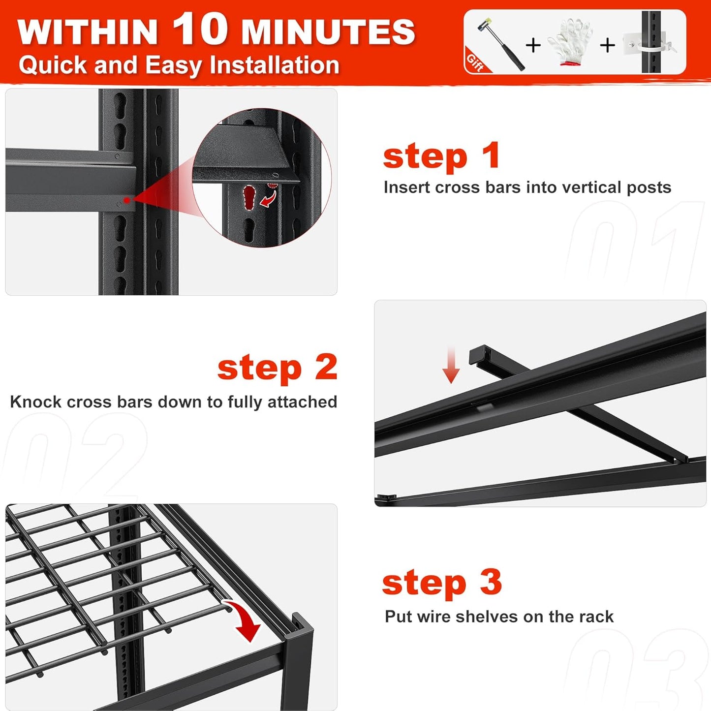 REIBII 78" H Garage Shelving, 5 Tier Storage Shelves Heavy Duty, 3000LBS Industrial Shelf, Adjustable Metal Shelving for Garage, Warehouse, School, Commercial, Business, 55.2" W x 78" H x 26" D