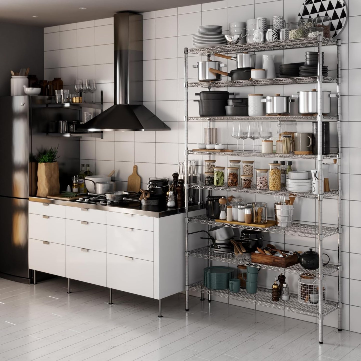 14" Deep x 48" Wide x 86" Height Wire Shelving Kit | 8-Tier | NSF Commercial Storage Rack Unit