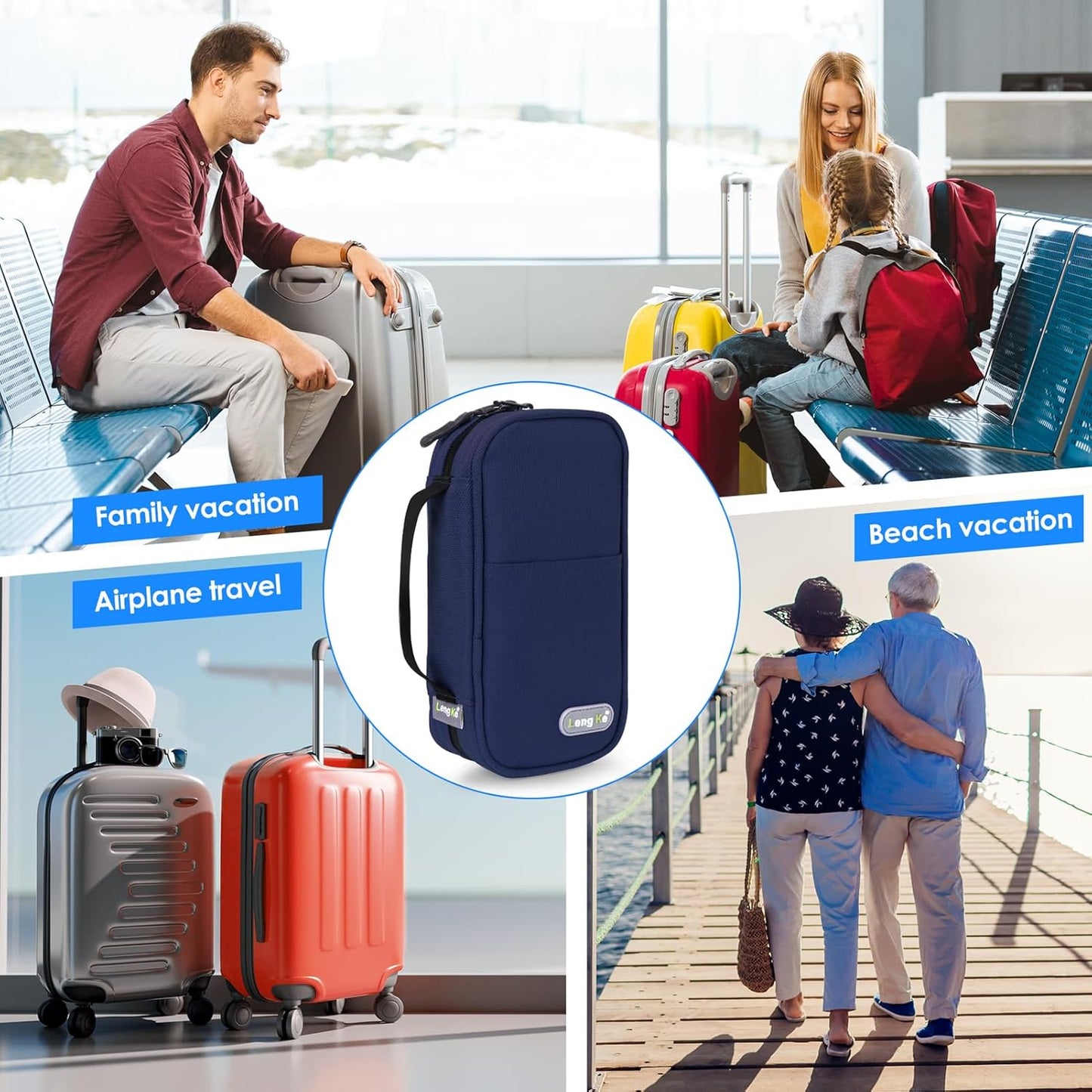 YOUSHARES Insulin Cooler Case - Travel Medicine Cooler Bag for Diabetes Supplies, Insulin Pen Case with 2 TSA Approved Gel Ice Pack (Navy Blue)