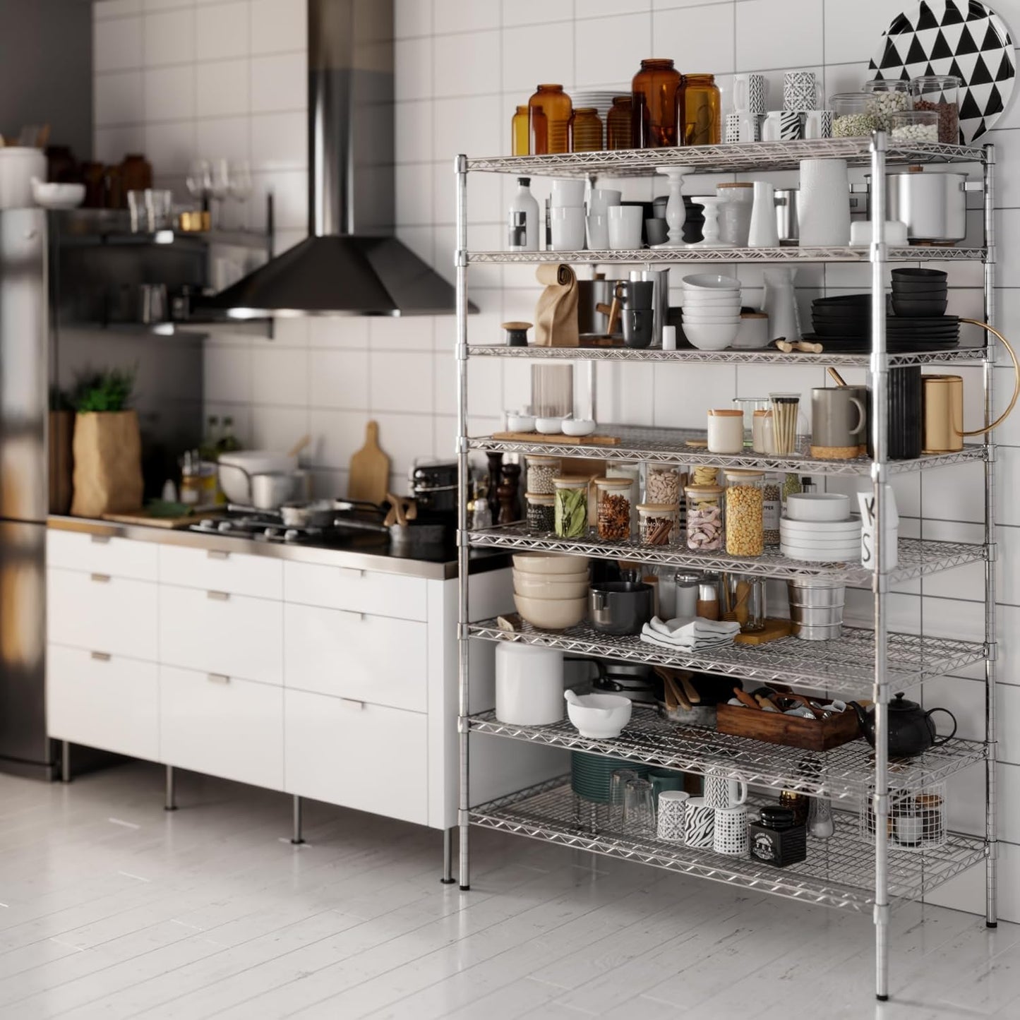 24" Deep x 48" Wide x 74" Height Wire Shelving Kit | 8-Tier | NSF Commercial Storage Rack Unit