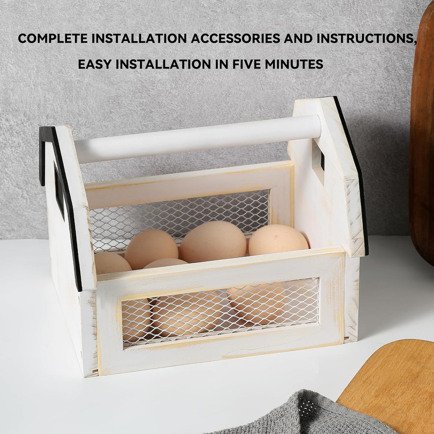 Egg Basket for Gathering Fresh Eggs, Farmhouse Wood Egg Collecting Basket, Egg Basket Countertop. ZSHLXM