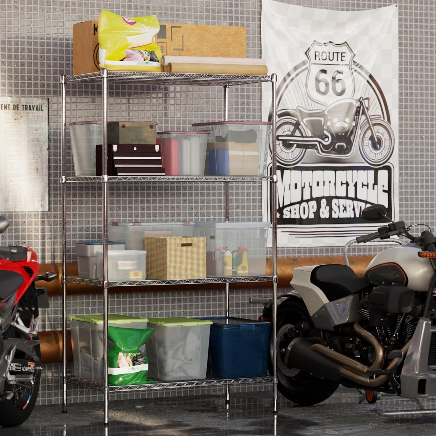 24" Deep x 42" Wide x 74" Height Wire Shelving Kit | 4-Tier | NSF Commercial Storage Rack Unit