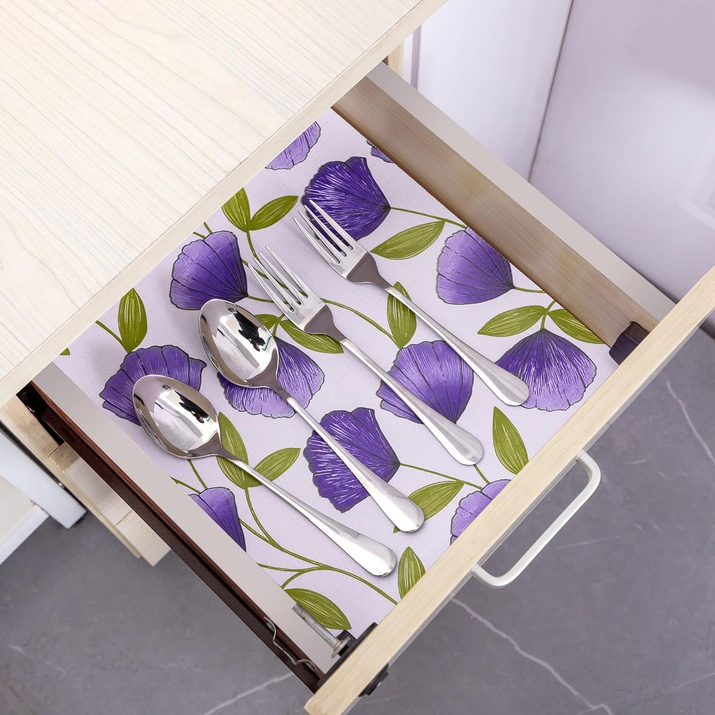 12" W x 120" L Floral Drawer and Shelf Liner for Cabinets, Non-Adhesive Strong Grip Non-Slip Flower Shelf Cabinet Kitchen Shelf Liners for Kitchen Cabinets