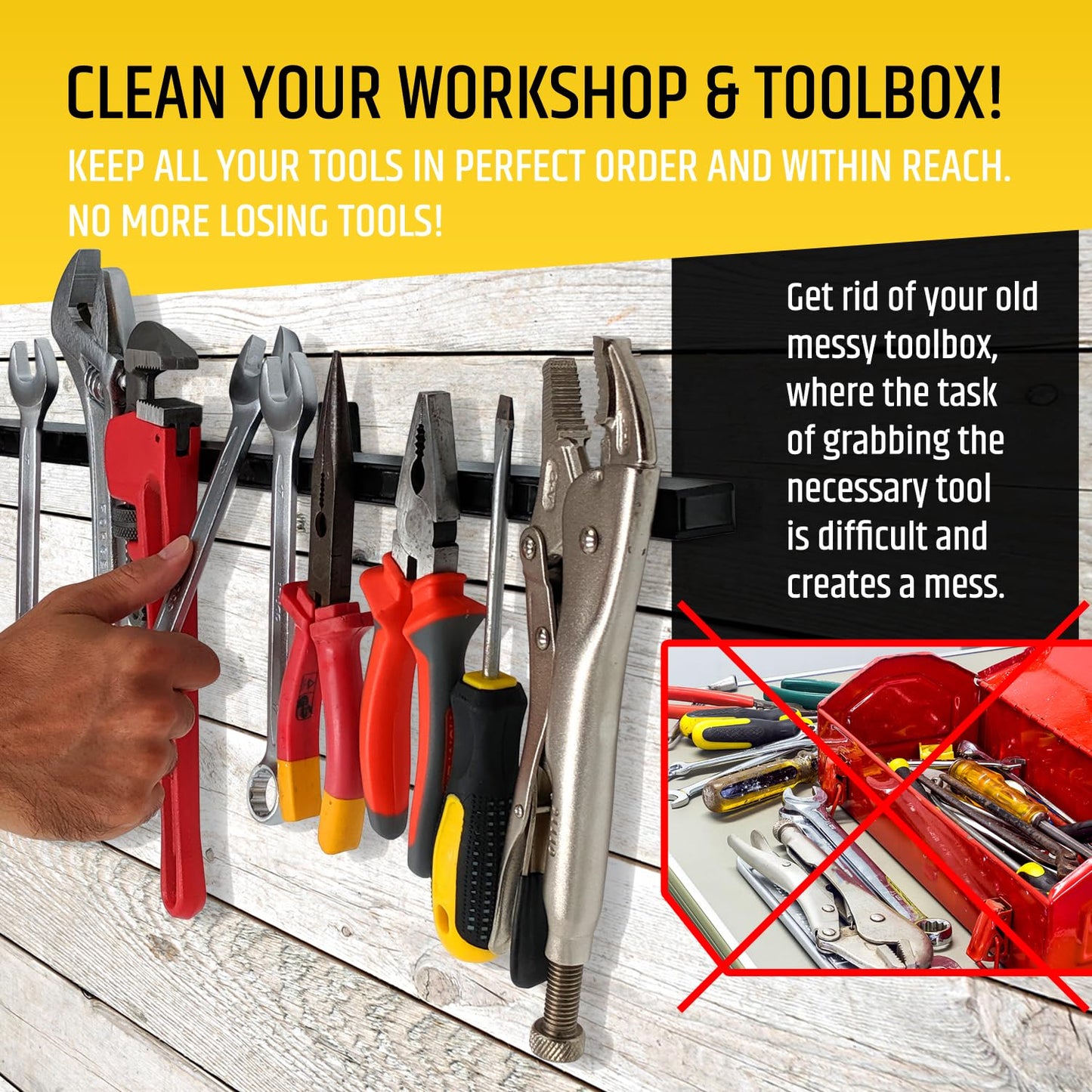 24" Heavy-Duty Magnetic Tool Holder (Upgraded Version) - Extremely Powerful Magnetic Pull Force to Hold Heavy Tools - Professional Space-Saving Magnetic Bar - Tool Organizer Rack/Strip