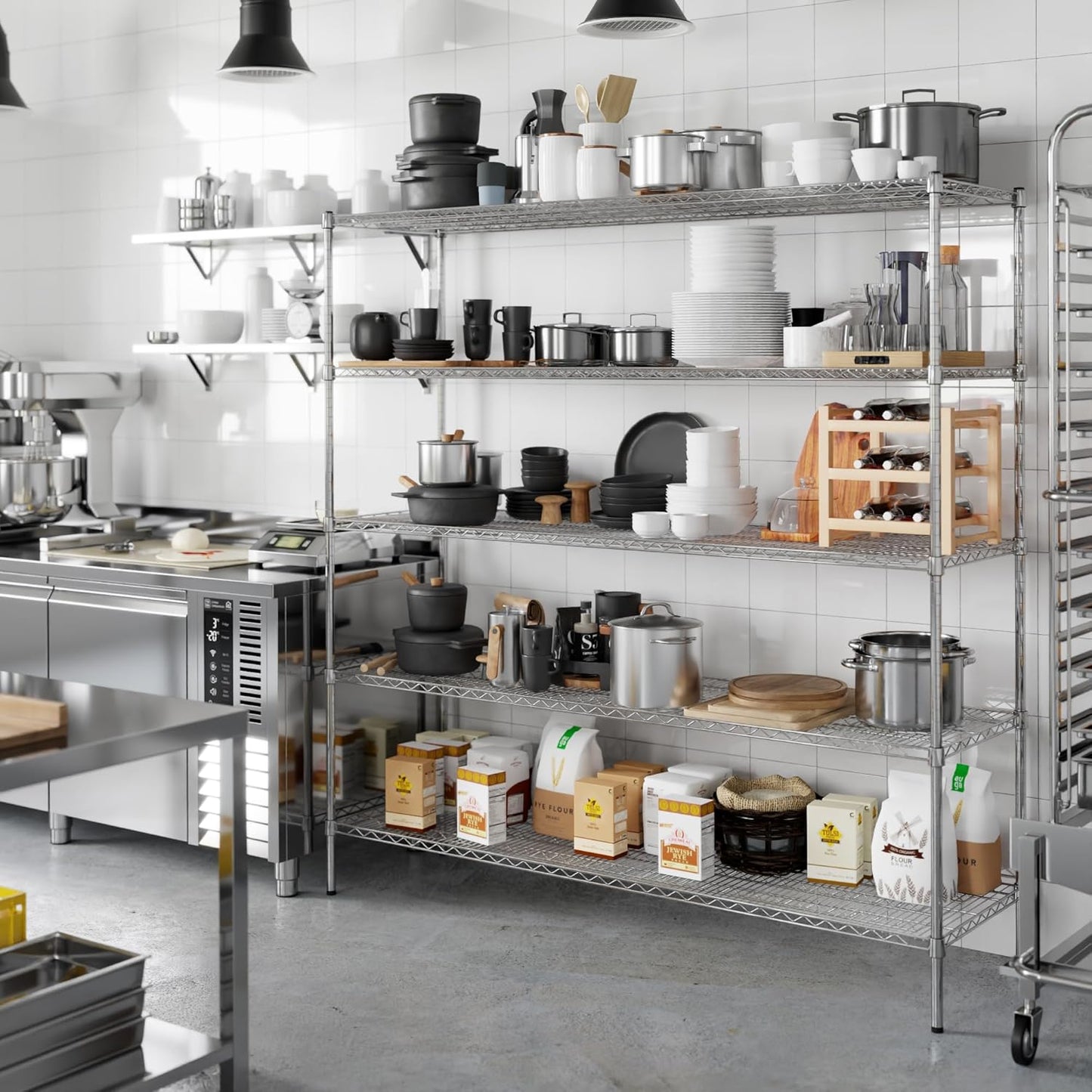 21" Deep x 72" Wide x 74" Height Wire Shelving Kit | 5-Tier | NSF Commercial Storage Rack Unit