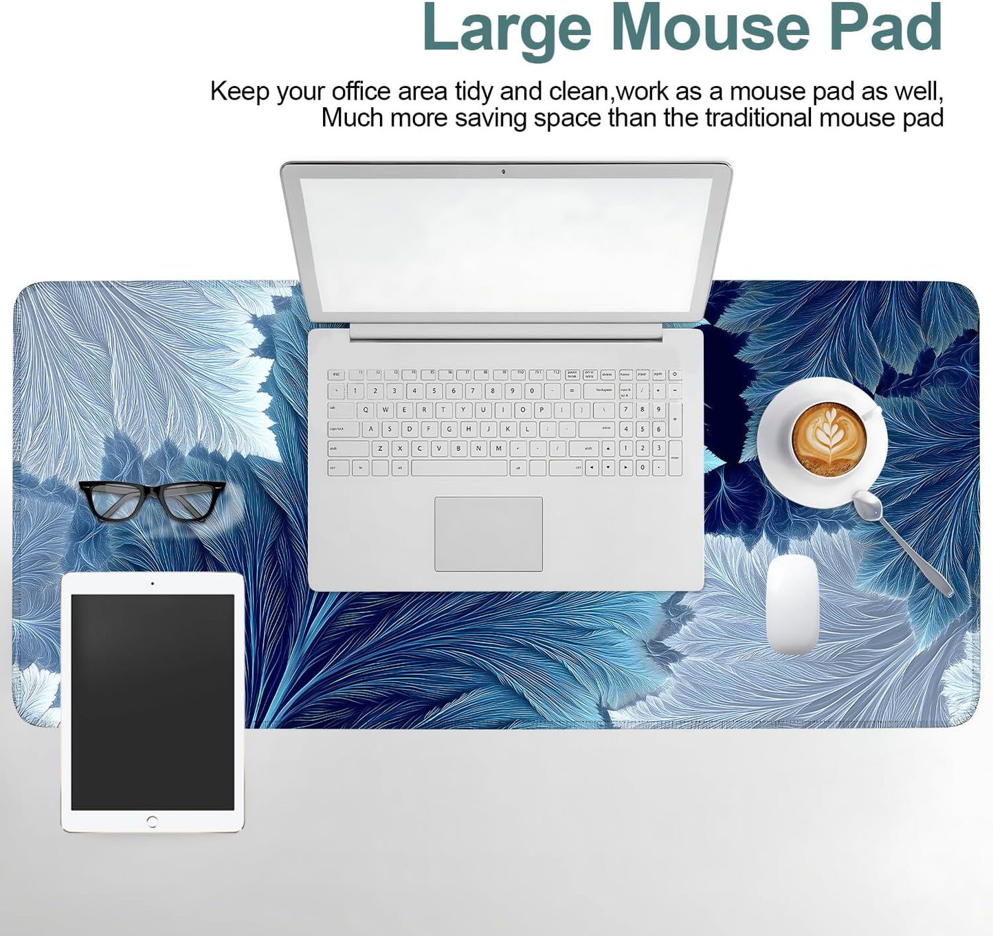 Leaves Gaming Mouse Pad 35.4"x15.7"Desk Mat Anti-Slip Rubber Base & Durable Stitched Edges for Gamers Smooth Mouse Writing Surface for Desk Office/Home