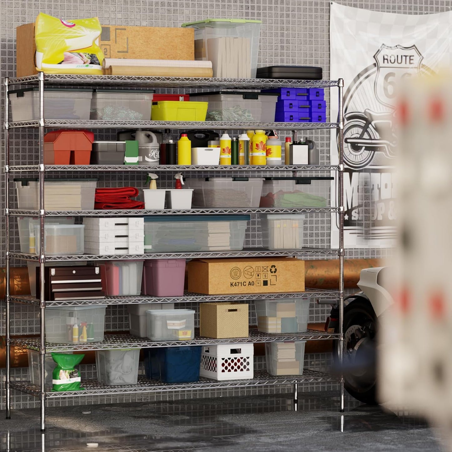 24" Deep x 72" Wide x 74" Height Wire Shelving Kit | 8-Tier | NSF Commercial Storage Rack Unit