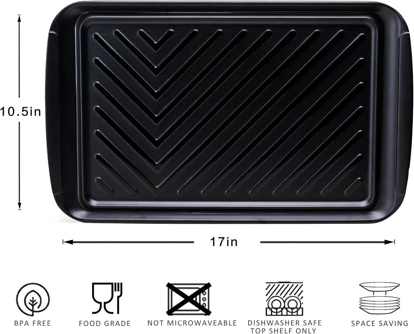 Grilling Prep and Serve Trays, BBQ Tray for Raw and Cooked Food, Melamine Marinating Serving Platter and Grill Tray for Outdoor, Parties and BBQ, Food Trays, Set of 2, Black and White