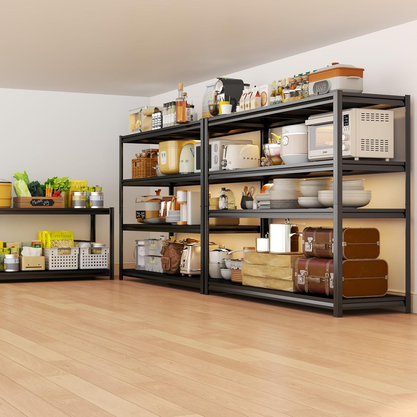 Garage Shelves,14-48''W Heavy-Duty Storage Shelves, Double-Layer Uprights, Thickened Shelves, Waterproof &Rustproof, Suitable for Indoor & Outdoor Use.