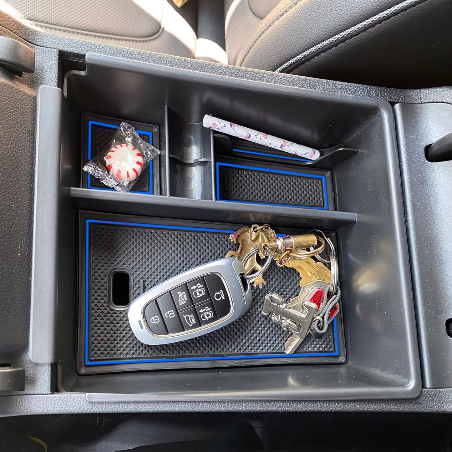 CDEFG Center Console Organizer Tray for 2022 2023 2024 Tucson NX4 Limited Interior Accessories Armrest Insert Secondary Storage Box (Blue)