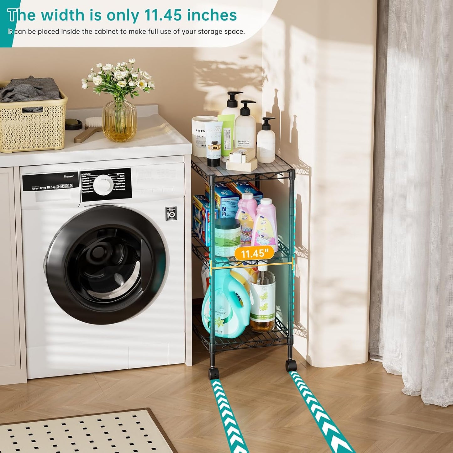 SINGAYE Shelf Closet Wire Shelving:Adjustable Metal Unit for Laundry Room Organization Bathroom Kitchen Home Storage with Wheels Small Pantry Rack Shelves