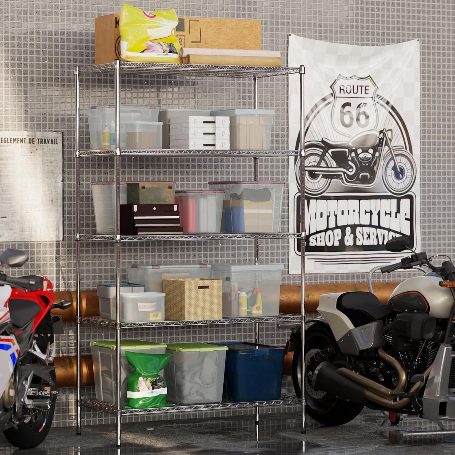 24" Deep x 48" Wide x 86" Height Wire Shelving Kit | 5-Tier | NSF Commercial Storage Rack Unit