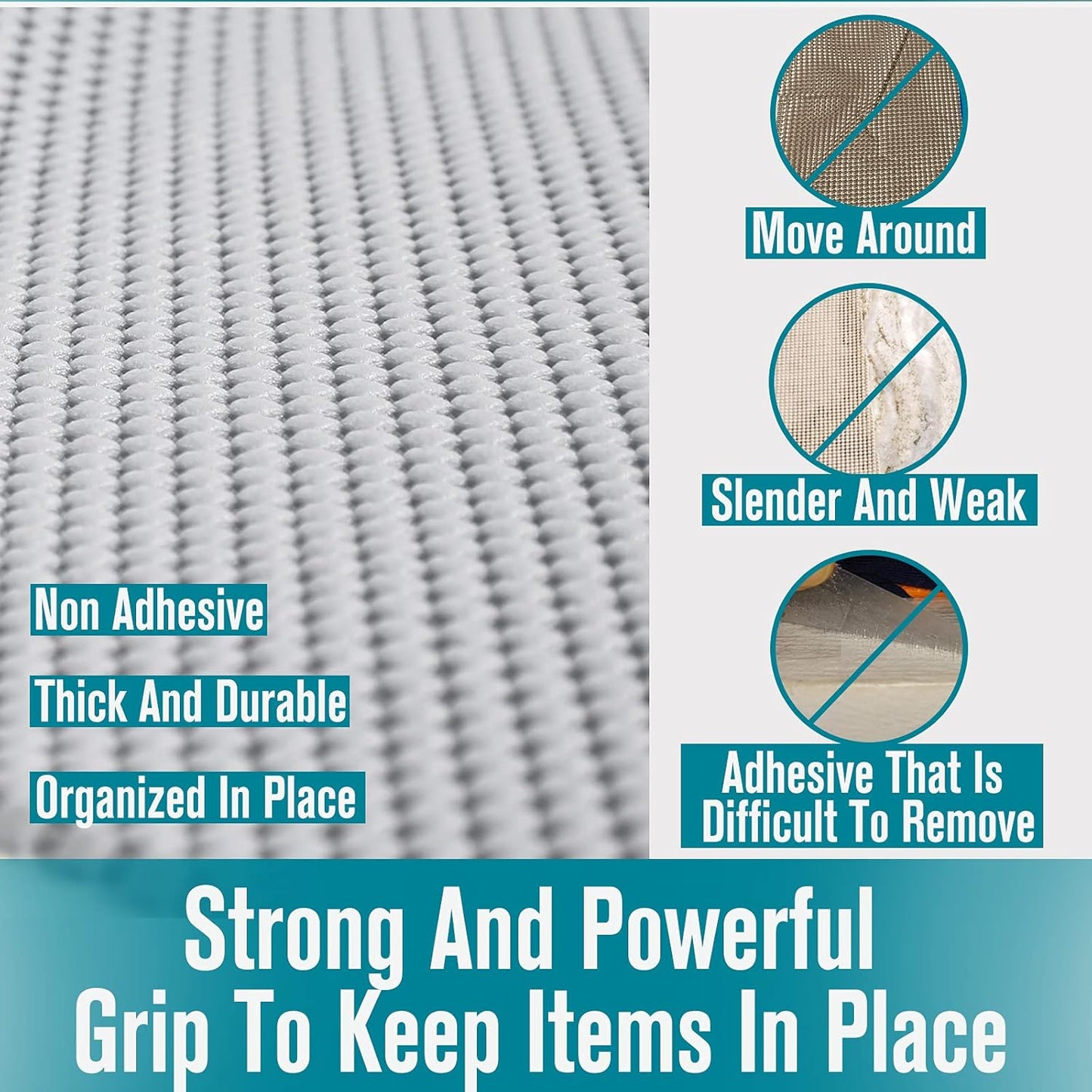 Shelf and Drawer Liner for Kitchen Cabinets Non-Adhesive, Non Slip Durable Strong Clean Long Size 12 Inches X 20 Feet, Shelves, Cabinets, Storage, Kitchen and Desks, Silver Gray