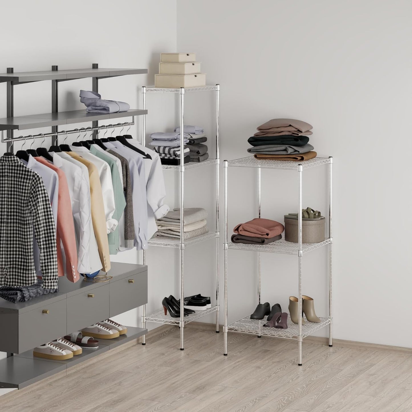 24" Deep x 24" Wide x 54" Height Wire Shelving Kit | 3-Tier | NSF Commercial Storage Rack Unit