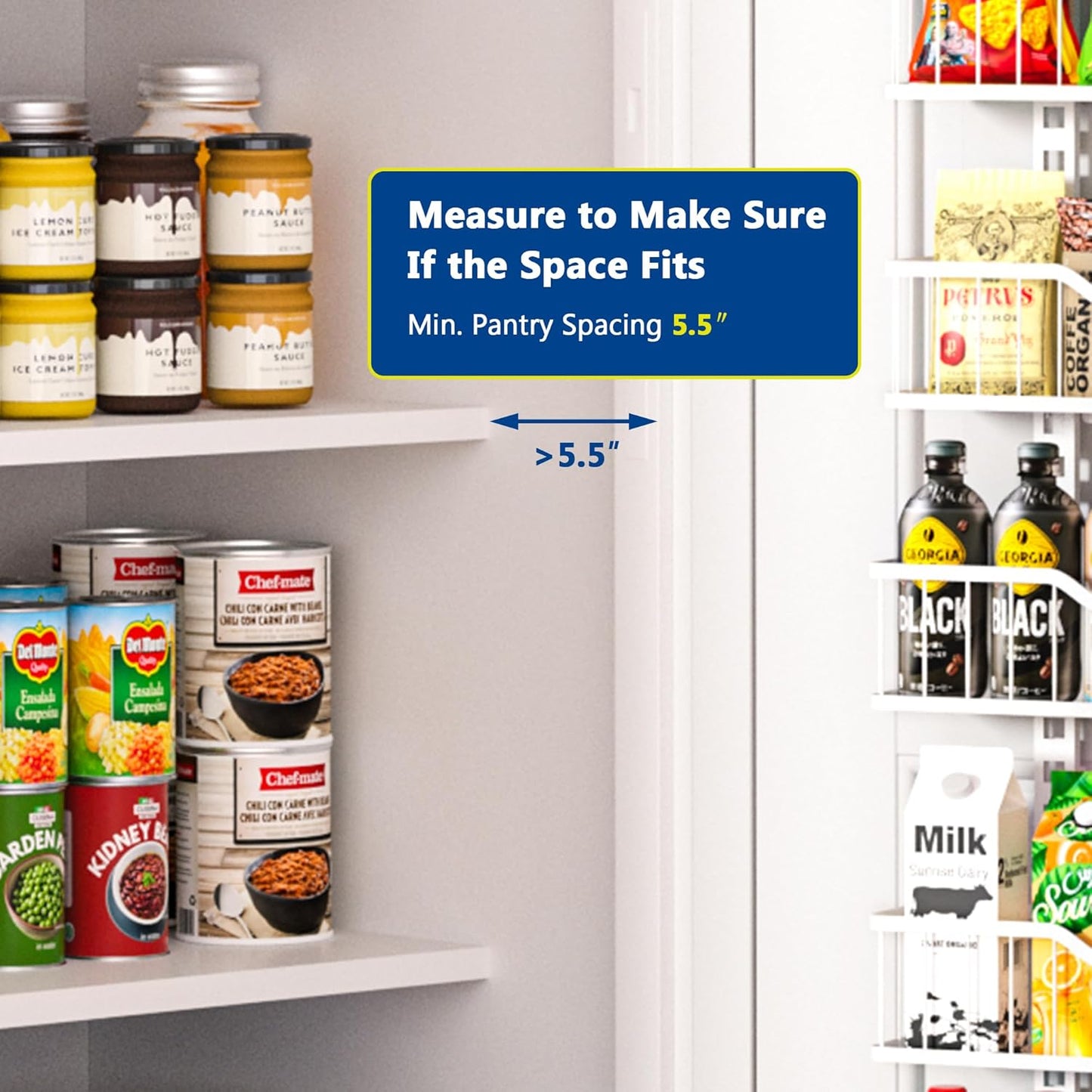 EVERIE 9-Tier Over the Door Storage Rack, Metal Hanging Organizer with Heightened Plate Bottom Baskets and Enlarged Hanging Slots, Kitchen Pantry Shelves