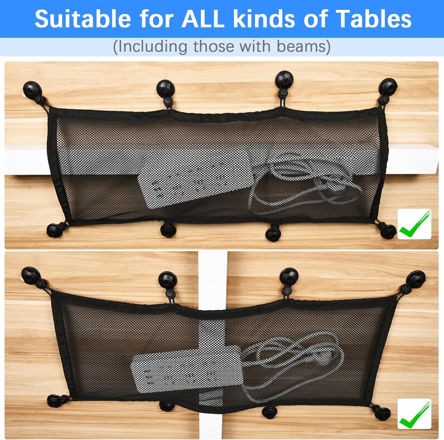 ZZM Privacy Mesh Cable Manager, Under Desk Wire Net, 26 x 10 Inches, Black