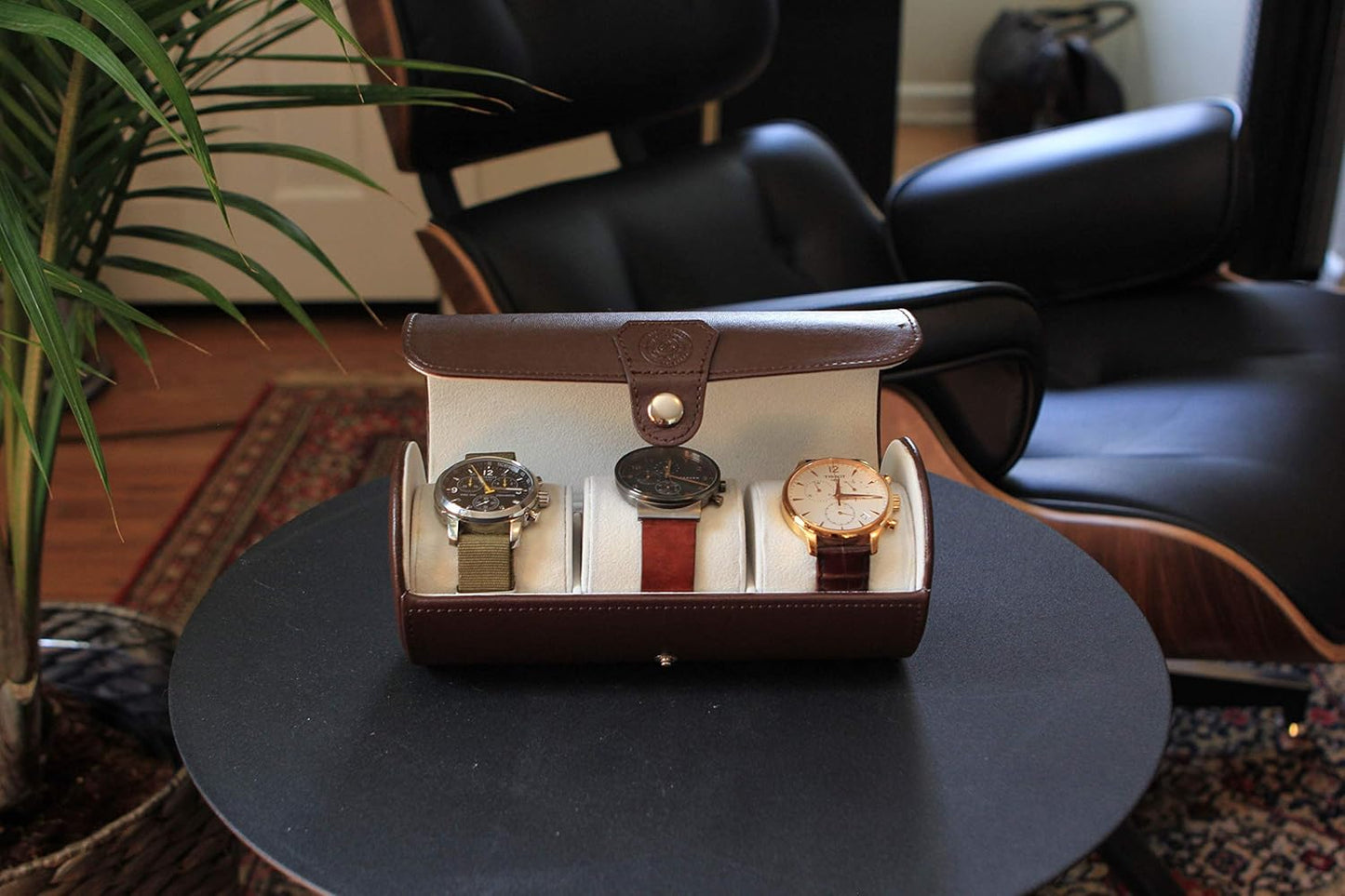CASE ELEGANCE Travel Watch Case Roll Organizer for Men | Vegan Faux Leather Watch Display Case | Watch Display, Storage & Holder | Watch Case for Men's Watch Collection | Watch Holder for Men | Brown