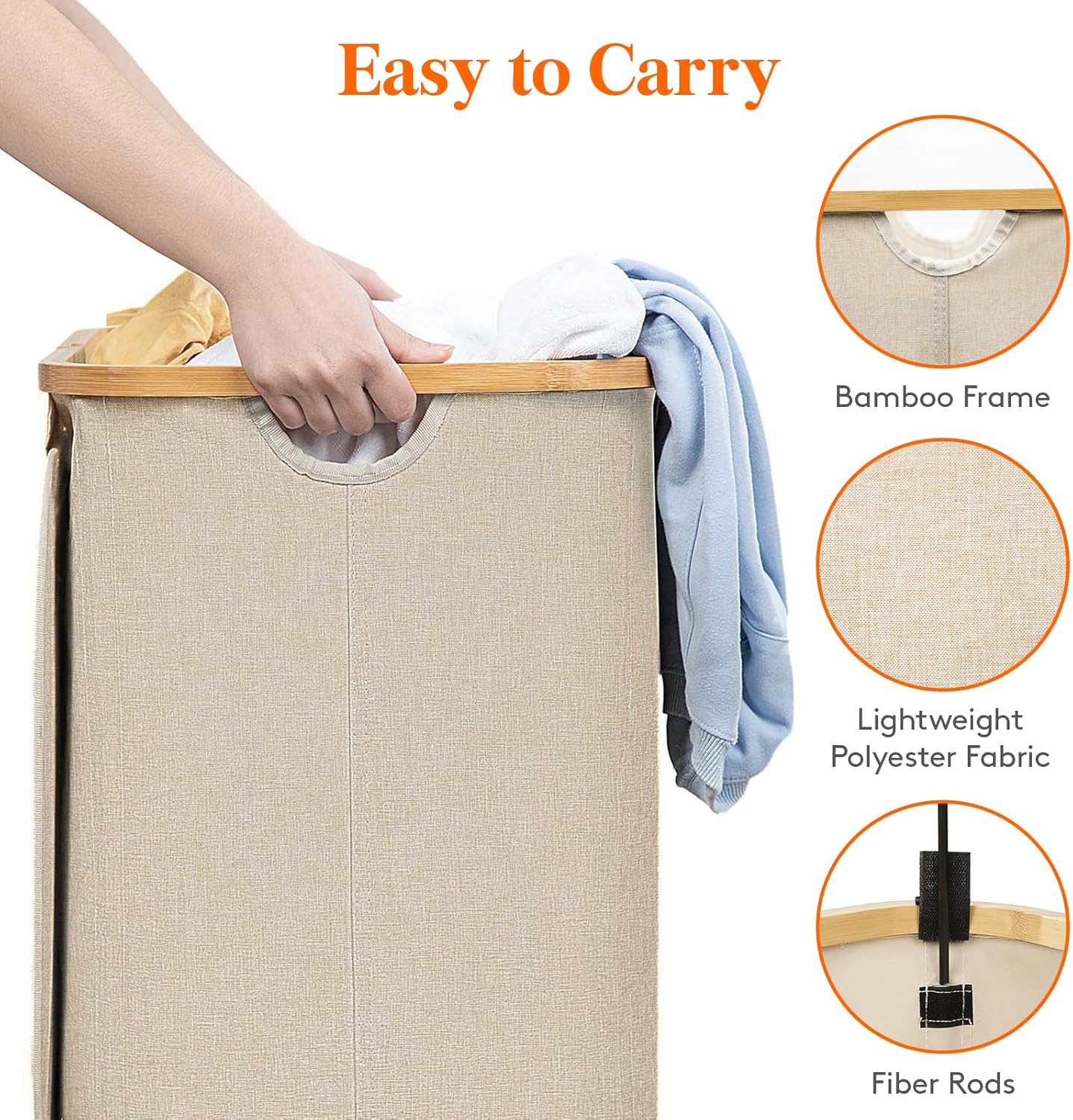 Lifewit 150L Laundry Basket with Lid, Clothes Hampers for Laundry with Bamboo Handles and A Removable Bag, Large Foldable Laundry Hamper for Bedroom, Bathroom, Dorm, Laundry Room, Beige