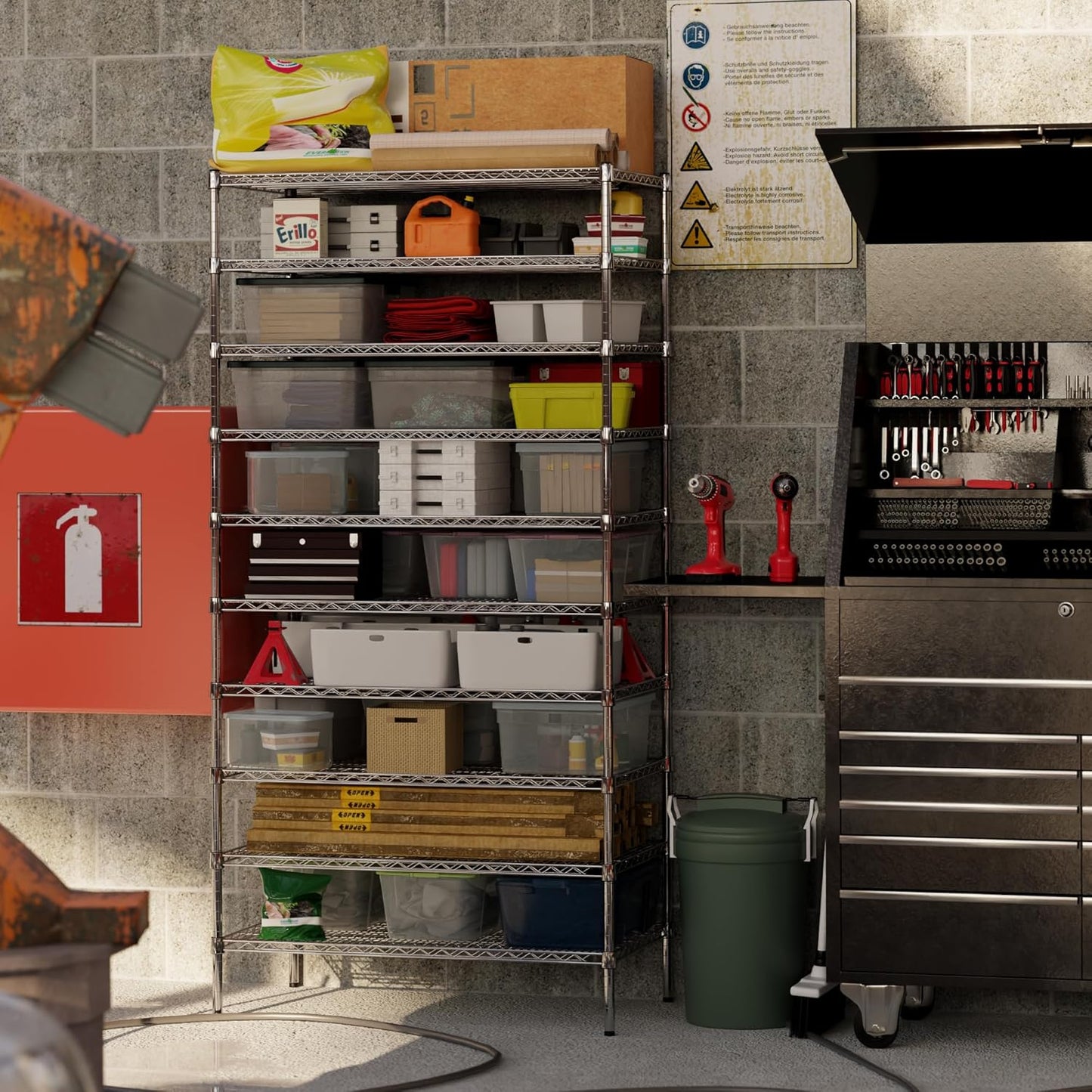 24" Deep x 42" Wide x 86" Height Wire Shelving Kit | 10-Tier | NSF Commercial Storage Rack Unit