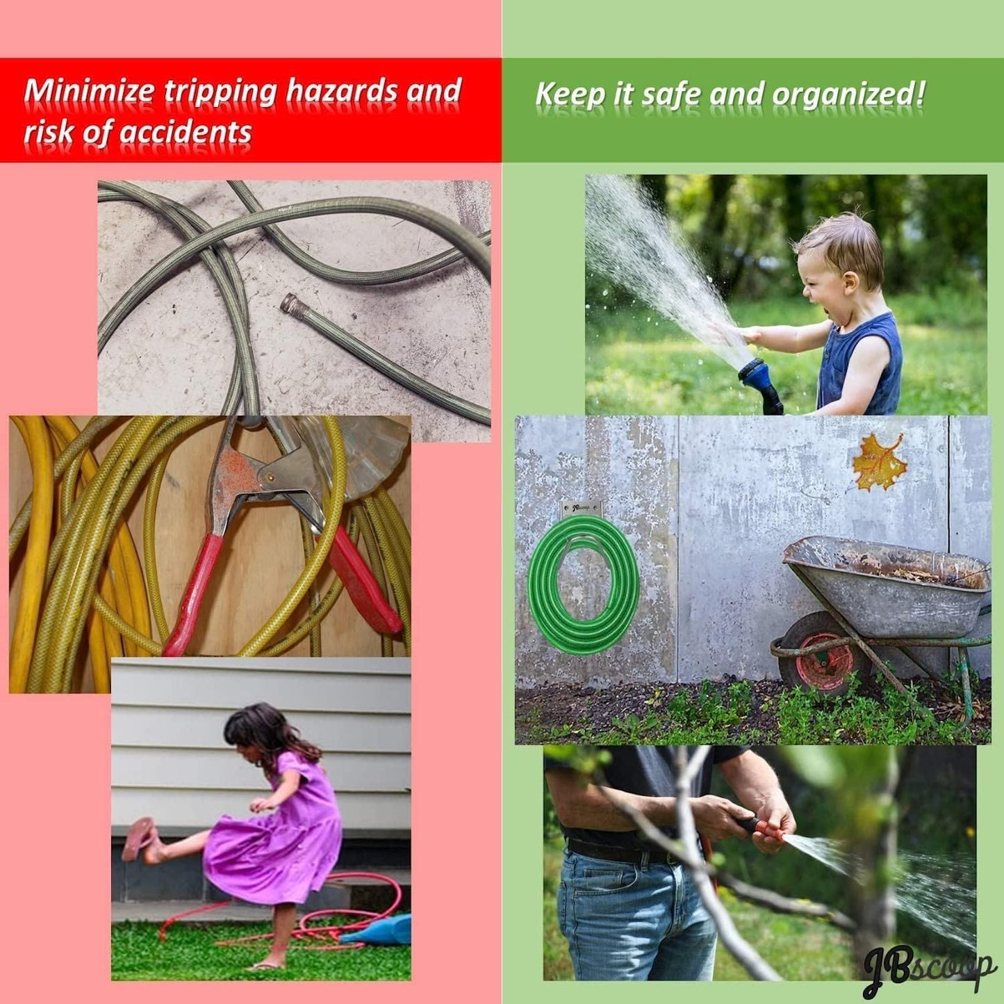 JBscoop Garden Hose Holder Stainless Steel Small Wall Mount Garden Hose Hook, Ideal for Water, Air, Hydraulic Hose, Ropes, Extension Cords Heavy Duty & Rust Proof Large Set of 1
