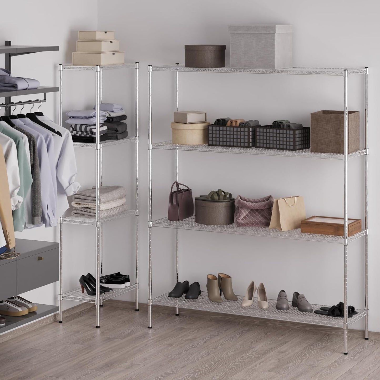 18" Deep x 60" Wide x 74" Height Wire Shelving Kit | 4-Tier | NSF Commercial Storage Rack Unit