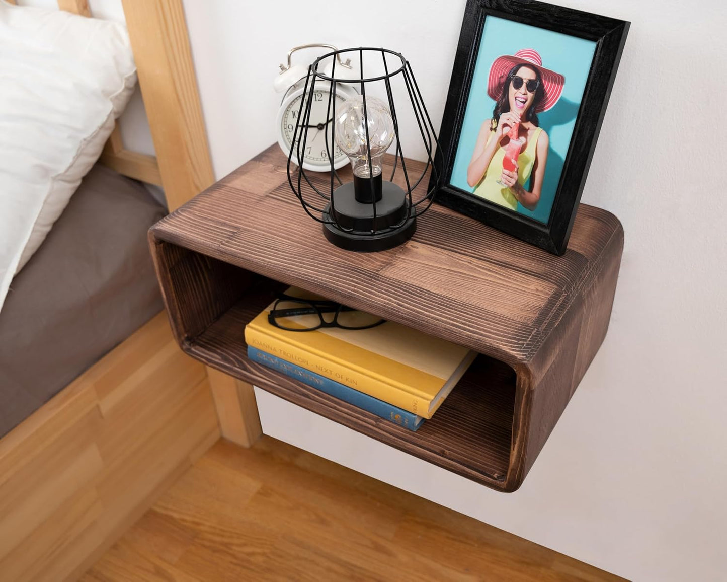 Floating Nightstand Wooden, Bedside Table, Nightstand Shelf, Handmade, Wall Mounted Bedside Shelf, Minimalist and Unique Style (London)