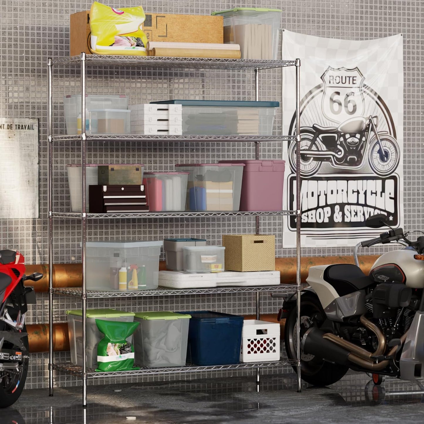 24" Deep x 60" Wide x 86" Height Wire Shelving Kit | 5-Tier | NSF Commercial Storage Rack Unit