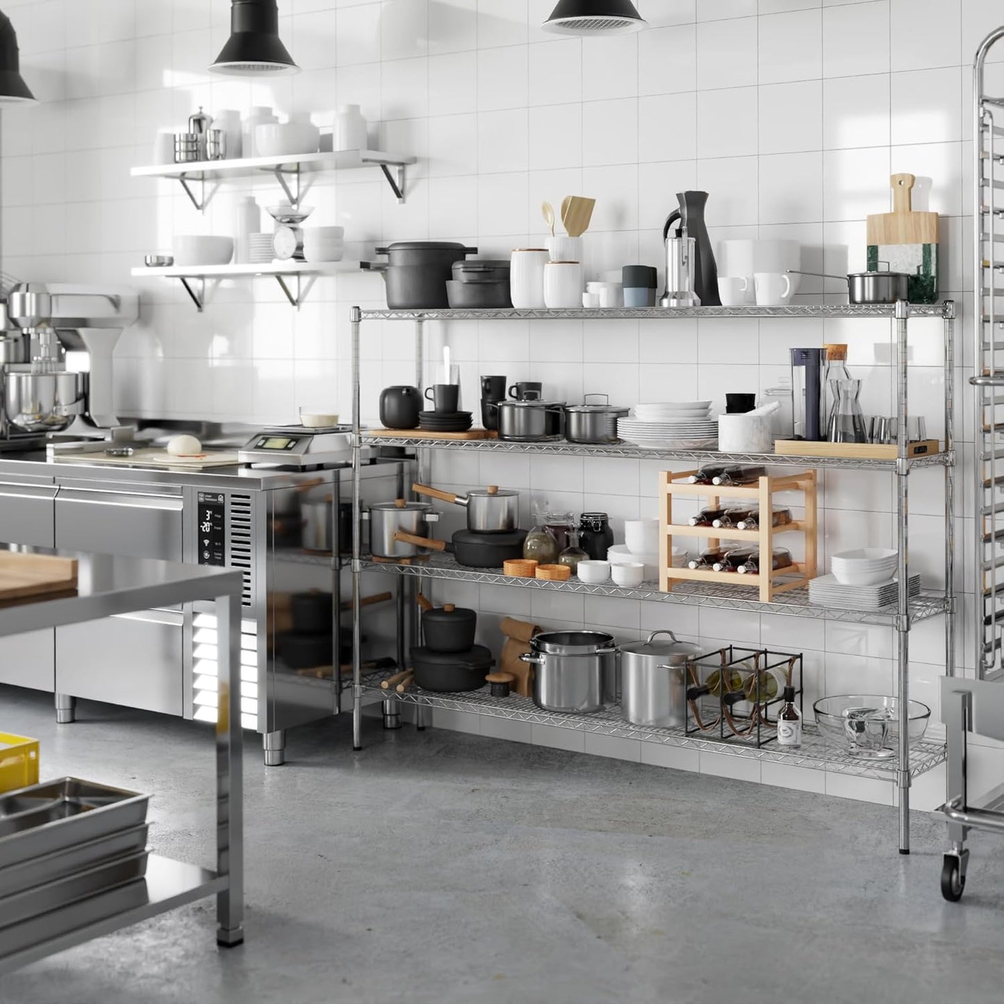 14" Deep x 72" Wide x 54" Height Wire Shelving Kit | 4-Tier | NSF Commercial Storage Rack Unit