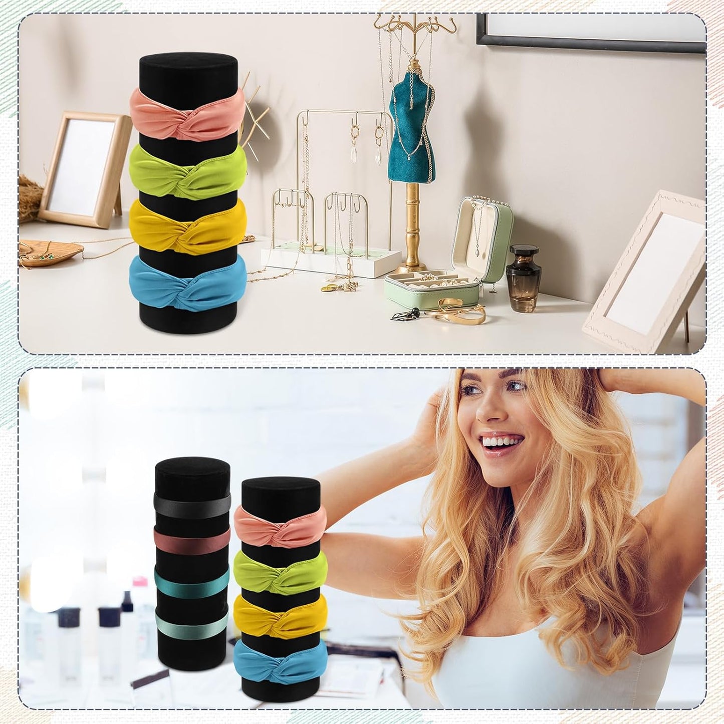 Geetery 2 Pcs Vertical Headband Holder Organizer Hairband Display Stand Headband Stand for Women Hair Hoop Accessories(Black)