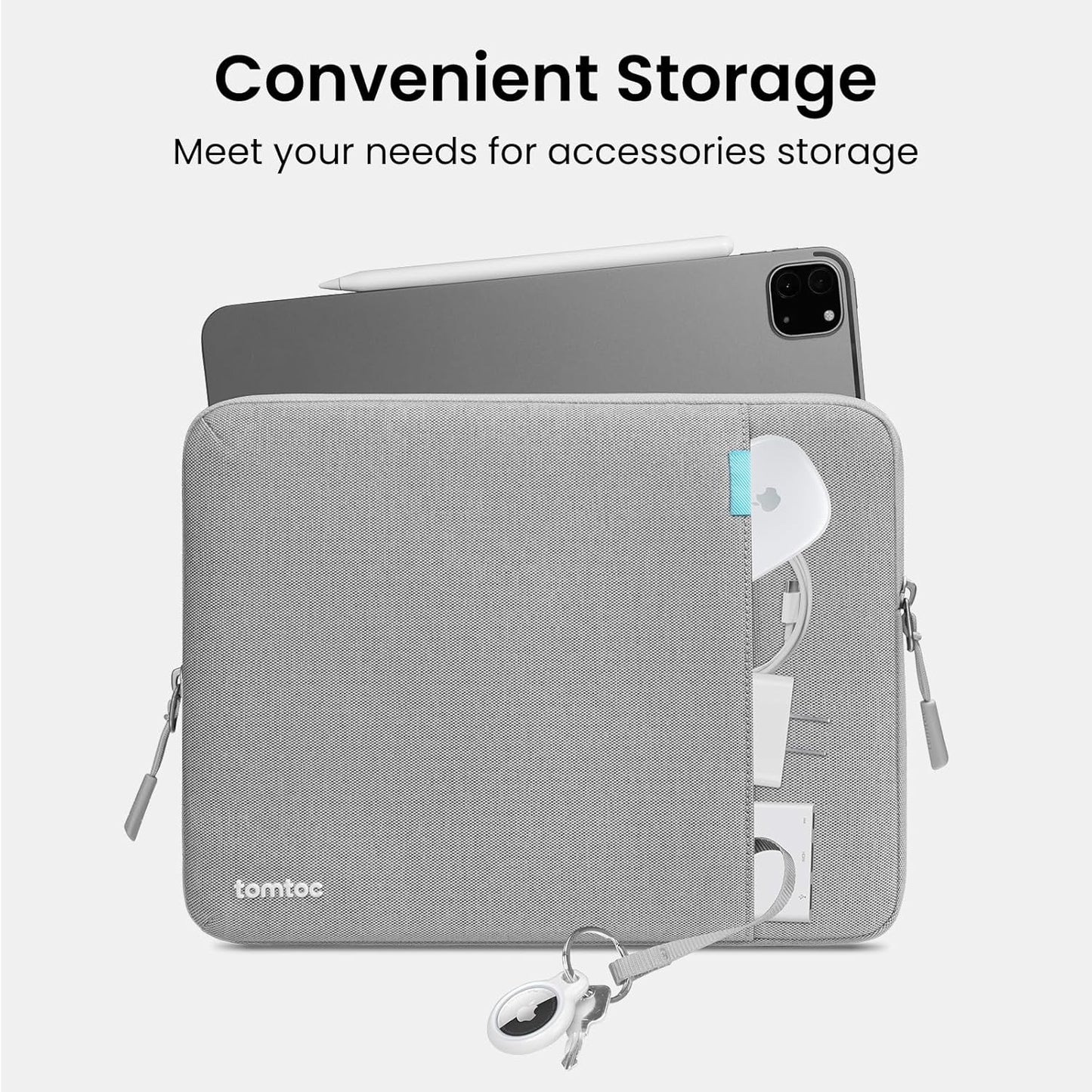 tomtoc 360° Protective Tablet Sleeve for iPad Pro 13-inch (M5/M4) 2025, 13-inch iPad Air (M3/M2), 12.9-inch iPad Pro (6th/5th/4th/3rd Generation) with Magic Keyboard, Water-Resistant iPad Case Bag